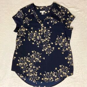 Croft & Barrow Blue Blouse with Polo Collar and Relaxed Fit